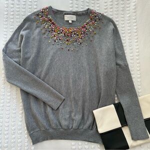 Anthropologie Angel of the North Confetti Pom Cotton Cashmere Blend Sweater XS